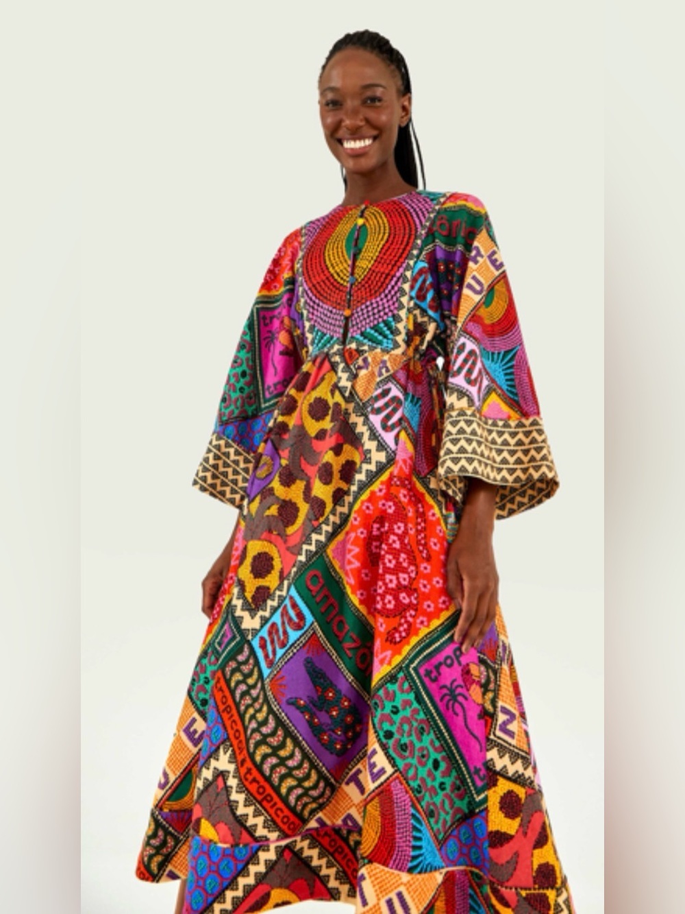 FARM Rio Multicolor Patchwork Maxi Dress